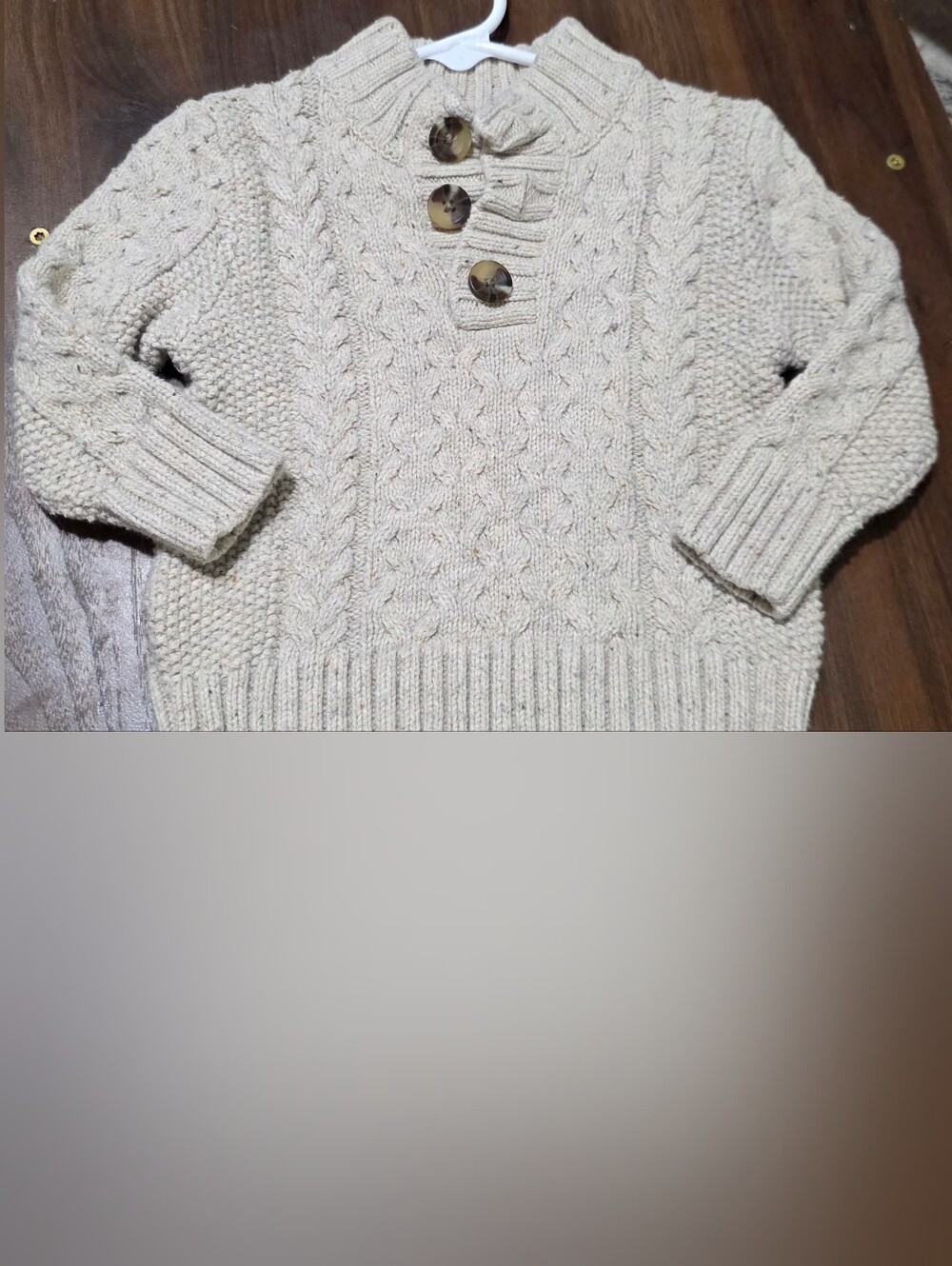 Cat & Jack Cream Cable Knit Zip-Up Sweater